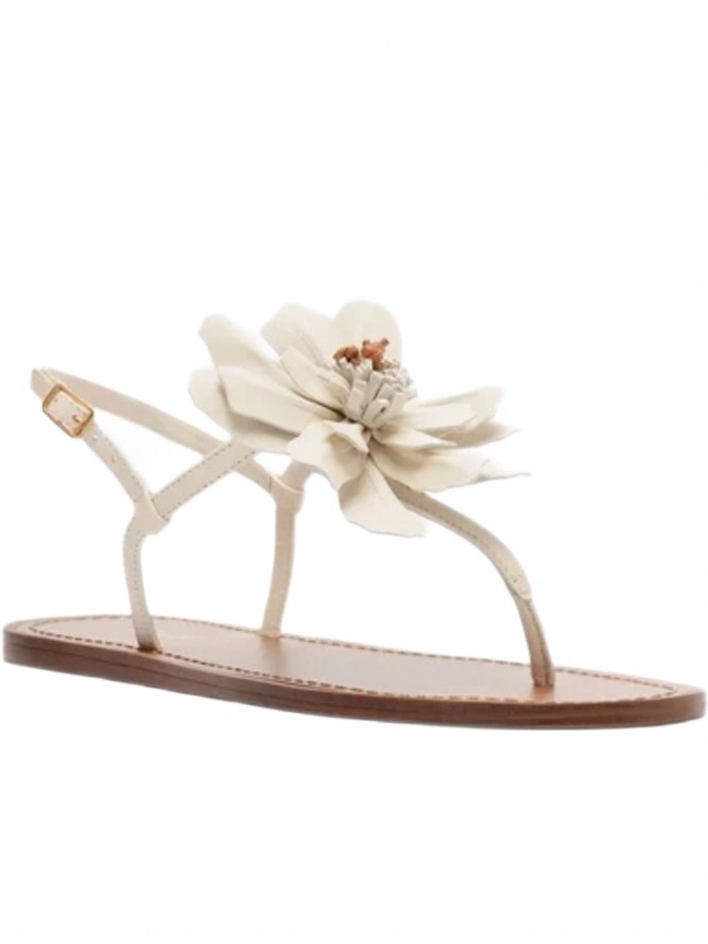 19. Arezzo White (Panacota) Daisy Leather Flat New in Box